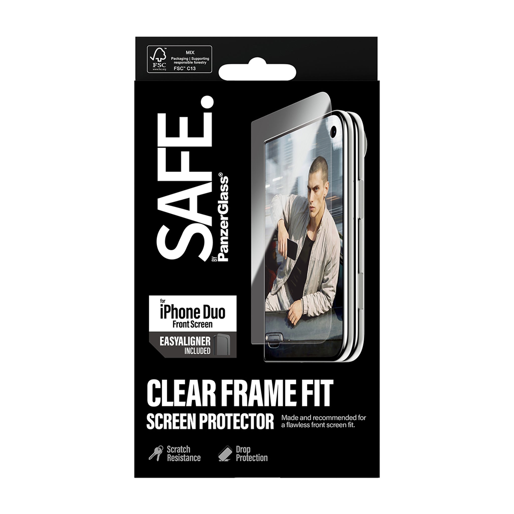 SAFE. by PanzerGlass® Front Screen Protector iPhone Duo | FRAME FIT w. EasyAligner